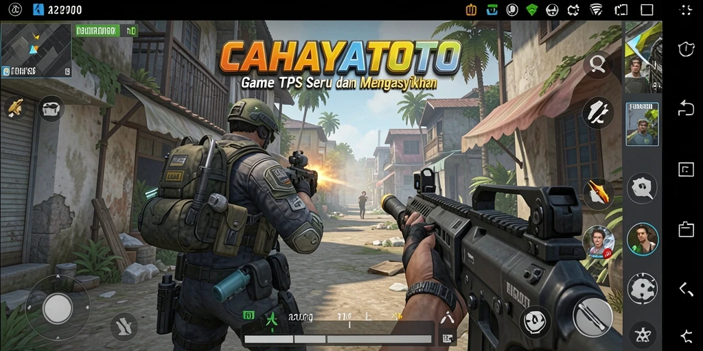 Tampilan gameplay CAHAYATOTO dengan aksi menegangkan di battlefield.