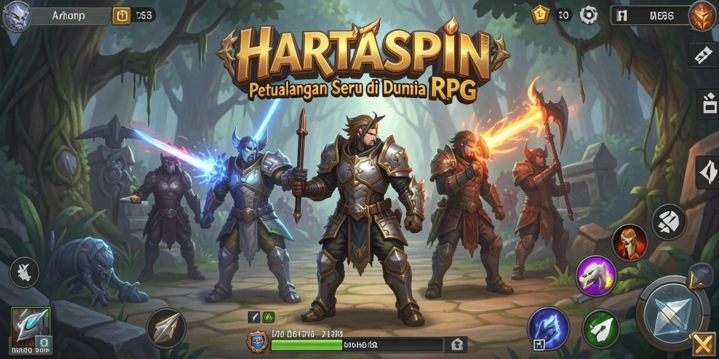 Tampilan gameplay HARTASPIN dengan petualangan epik di dunia RPG.