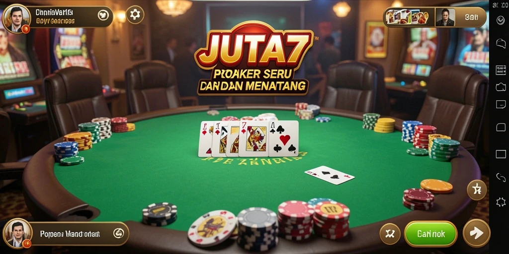 Tampilan gameplay menarik dari permainan poker di JUTA7.