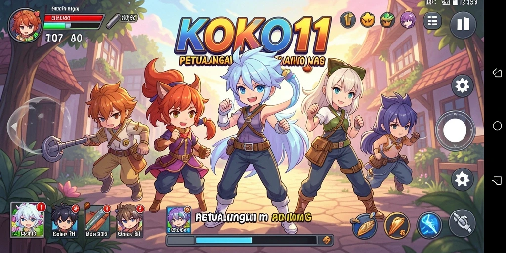 Screenshot KOKO11 menampilkan pertarungan karakter Anime yang epik.