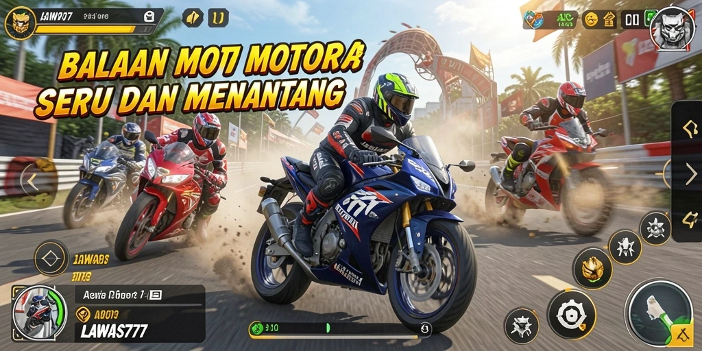 Tampilan seru dari gameplay balapan motor di LAWAS777.