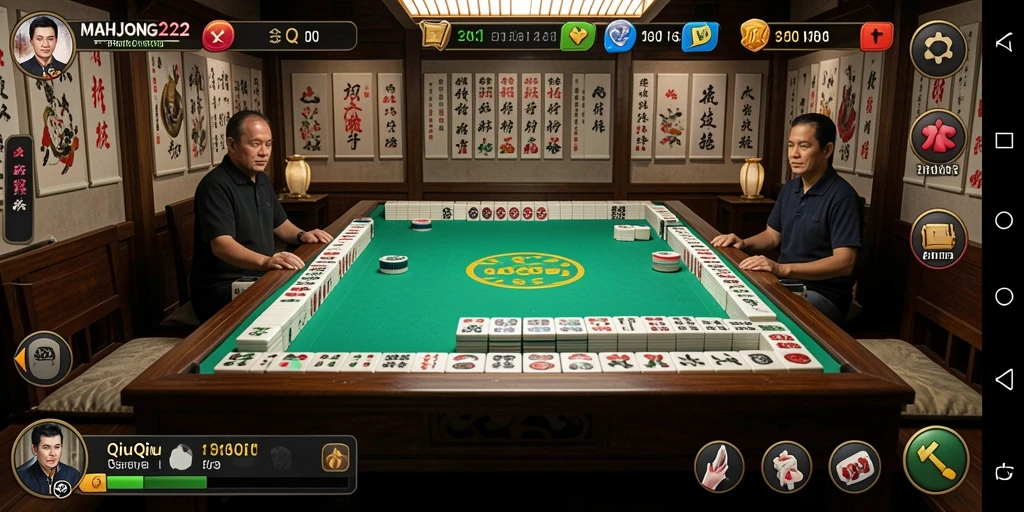 Tampilan gameplay QiuQiu yang mendebarkan dari MAHJONG222.
