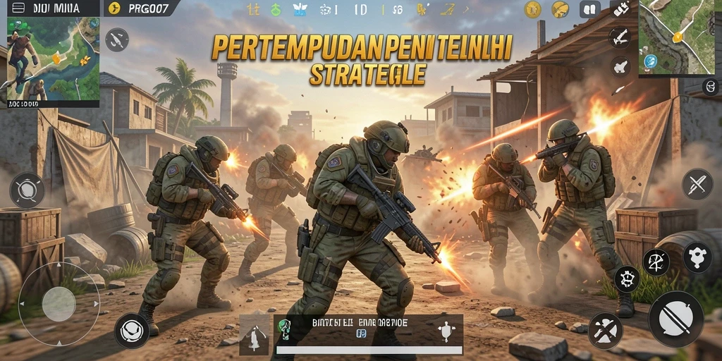 Screenshot menunjukkan pertempuran mendebarkan di medan Battle Royale.
