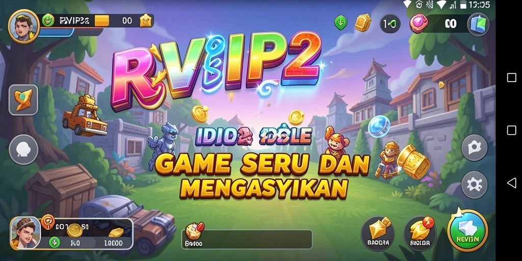 Tampilan screenshot RVIP2 menunjukkan keseruan gameplay Idle yang mengasyikan.