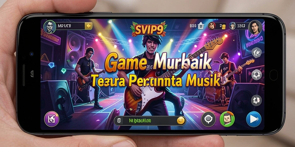 Tampilan menarik gameplay SVIP9 dengan berbagai lagu terkenal.