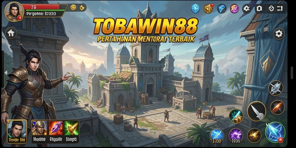 Screenshot utama TOBAWIN88 menampilkan aksi seru Tower Defense.