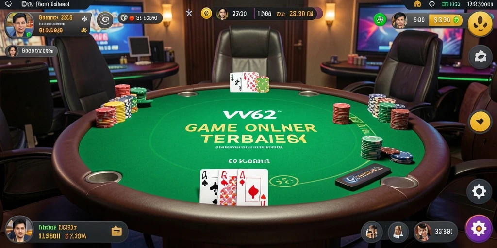 Tampilan gameplay poker yang seru dan mendebarkan di VV62.